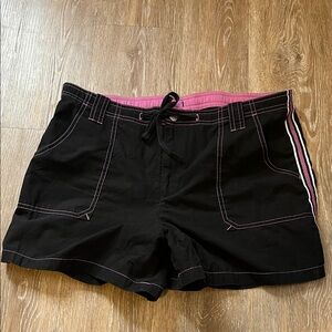 St. John's Bay Black Athletic Shorts with Pink Trim